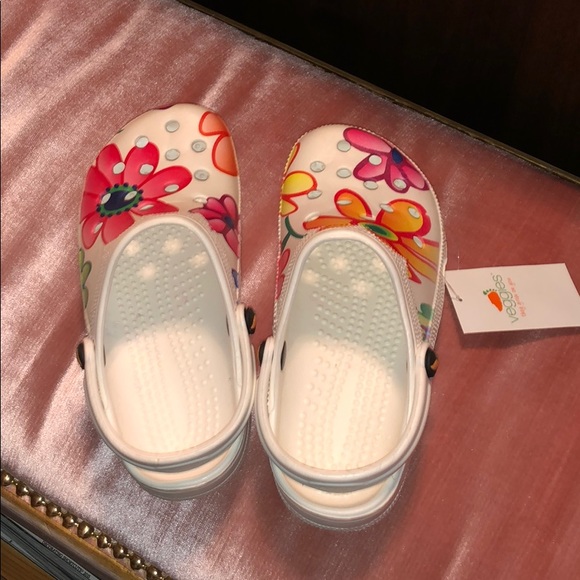 Veggies Gator Big Flower Women White Size 6 - Picture 5 of 8